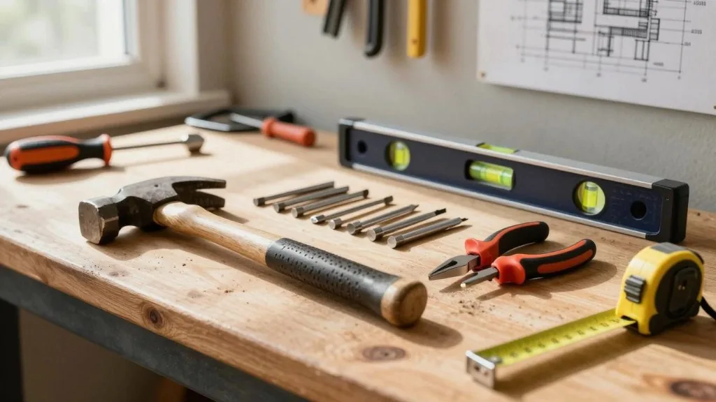 Workbench with tools
